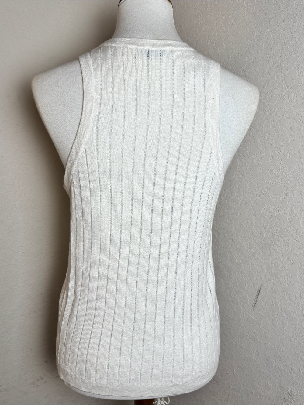 Anine Bing Noel Ribbed Ivory Tank Top In Wool-knit Size Large - Picture 6 of 8